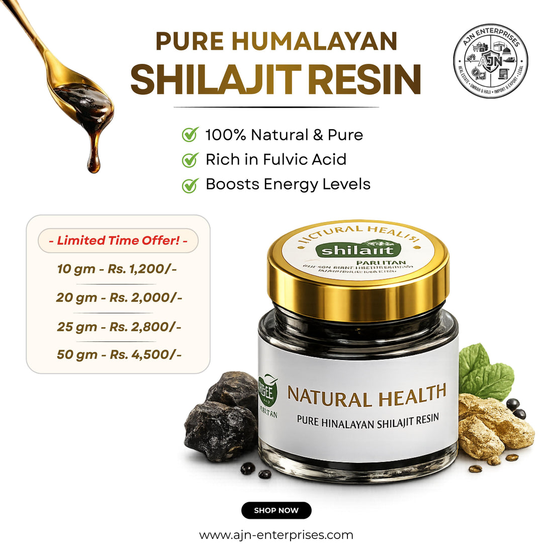 Pure Himalayan Shilajit Resin – Premium Natural Energy Booster 25g